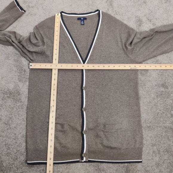 Gap Men's Button Down V-neck Cardigan Sweater Size Large 100% Cotton Academia - Picture 6 of 9